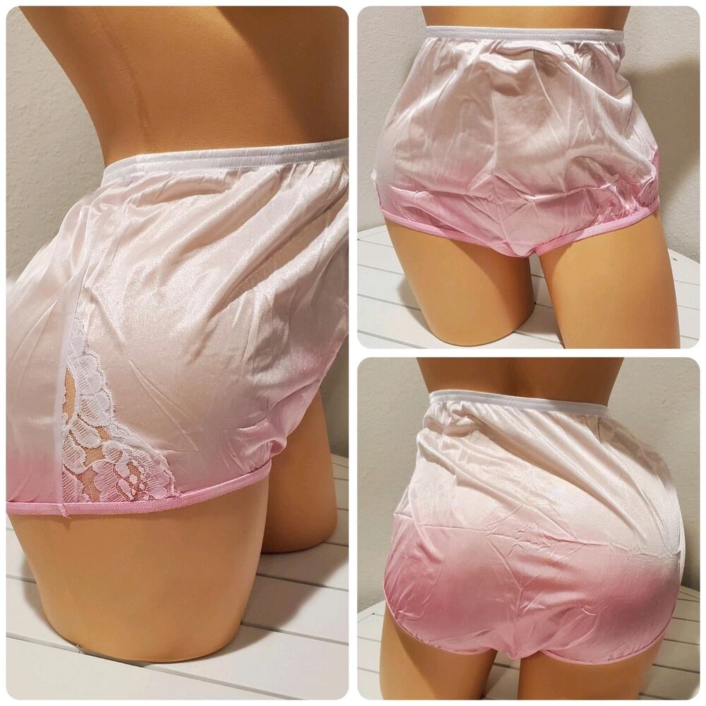 Vanity Fair Lace Nouveau Nylon Full Cut Panty 2 Tone LACE Pink Princess 7/L